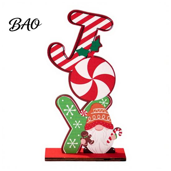 Christmas Party Favors Wooden Ornament, Gingerbread Man Reindeer Letter Decor, Colorful Tabletop Festive Supplies Figurines for Holiday Tree Festival