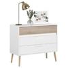 Commode - AALBORG - 3 tiroirs - Blanc - Style scandinave - 90,8 x 40 x 77,5 - PARISOT