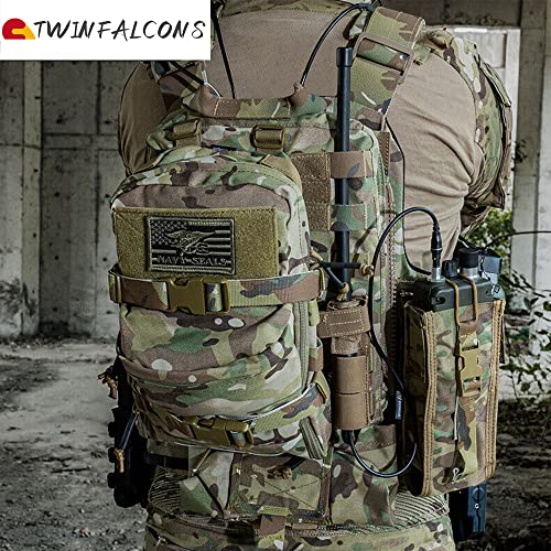 TWINFALCONS Water Bag, Tactical Pouch, Hydration Pack, Military Style, 500D Nylon, Molle Water Bottle Pouch, Large Capacity Storage, Multi-Pockets, Mu