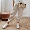 2024 Women's Cotton Linen Elastic Waist Casual Pants with Pockets
