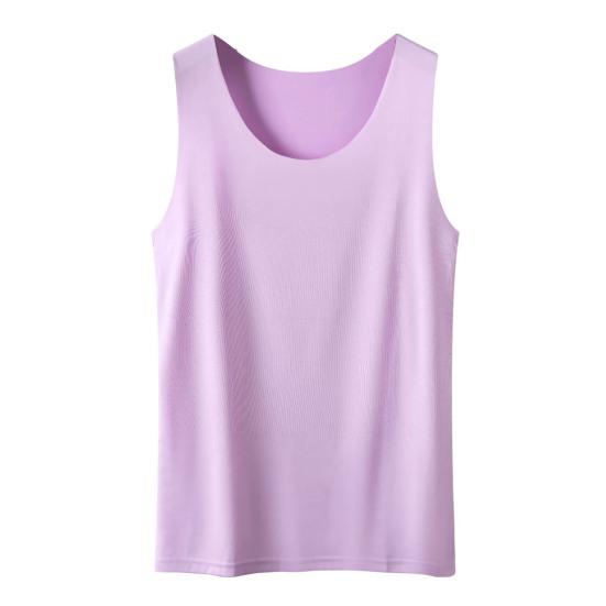 Women Bottoming Vest Ice Silk Seamless Sleeveless Pure Color Plus Size Stretchy Round Neck Dry Dry Cooling Camisole Summer Dating Office Vacation