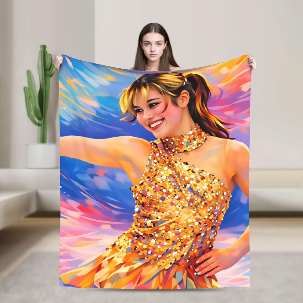 Alysa Liu Warm Blanket For Living Room Trend Throw Blanket Winter Travel Office Flannel Bedspread