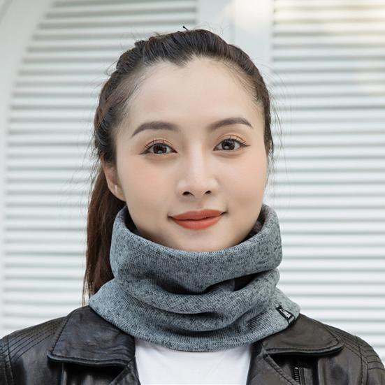 Men Scarf Winter Plush Lining Solid Color Scarf Solid Color Letter Logo Thickened Velvet Warm Knitting Neck Gaiter