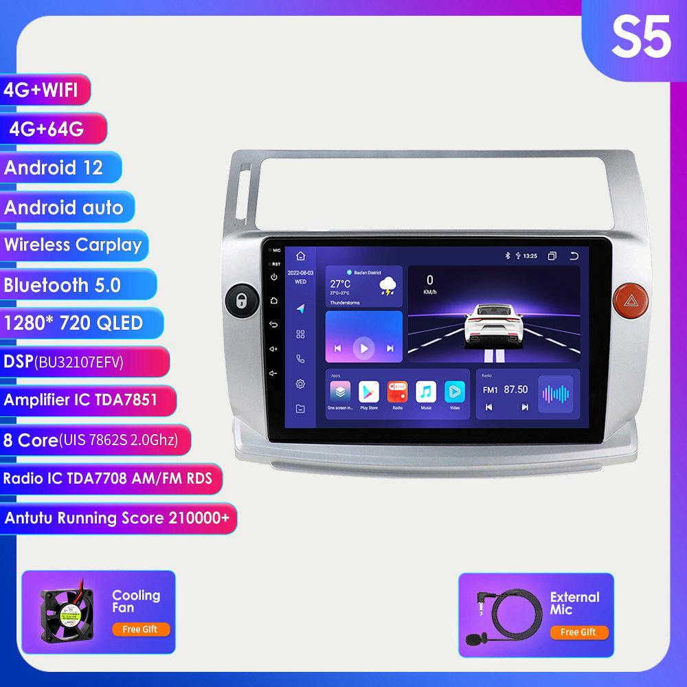 Hizpo 8G+128G 2din Android 12 Car Radio for Citroen C4 C-Triomphe C-Quatre 2004-2014 Multimedia Video 4G Carplay RDS DSP GPS Navigaion  DAB Autoradio