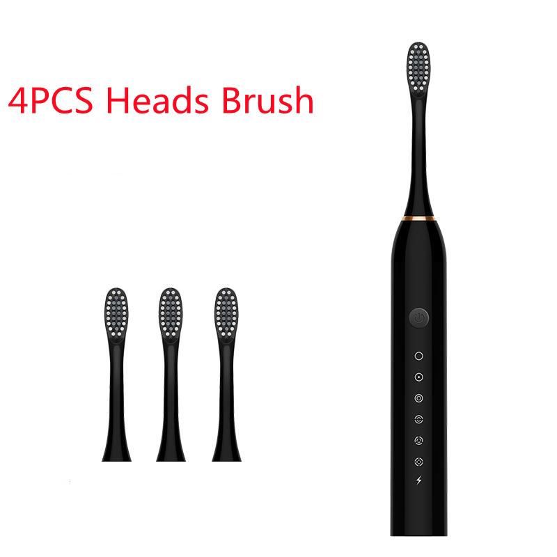 6 режимов, электрические зубные щетки для взрослых и детей, умный таймер, перезаряжаемая отбеливающая зубная щетка, IPX7, водонепроницаемая, 4 насадки