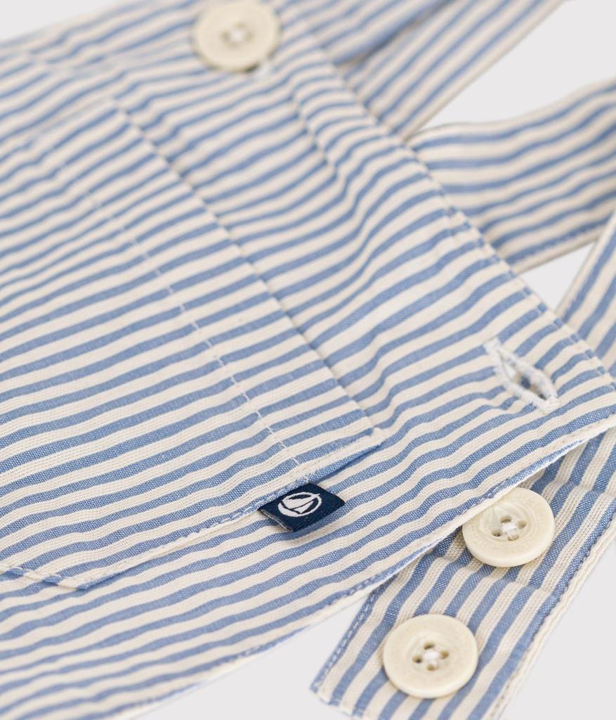 Petit Bateau Seersucker Short Overalls A09JT Size 36 95cm Blue/Off-White, Months,