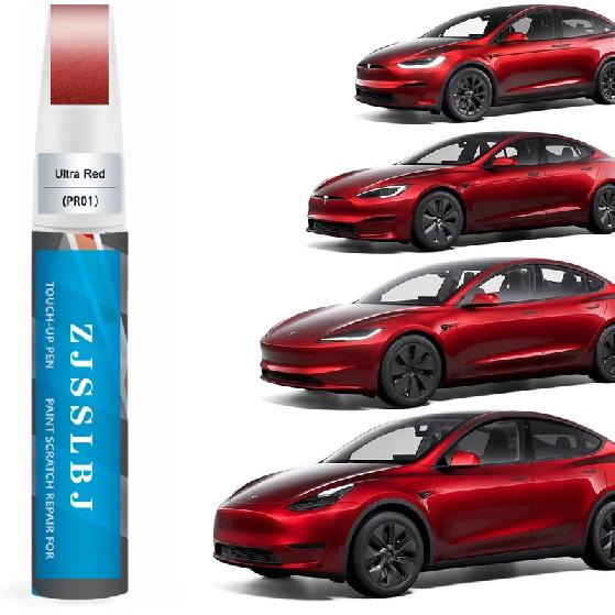 Автомобильная подкраска(Ультра красный(PR01)) для Tesla Model Y/3/S/X, 2 в 1 DIY набор для ремонта царапин автомобильной краски с наконечником-ручкой и кистью, Царап