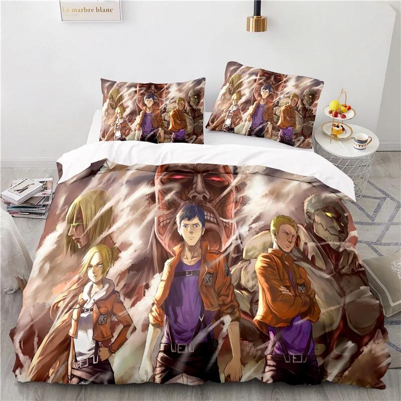 Japan Attack On Titan 3d Duvet Cover Sets Printed Bedding Set Pillowcase Twin Full Queen King Size Linen Bedclothes Dropshipping