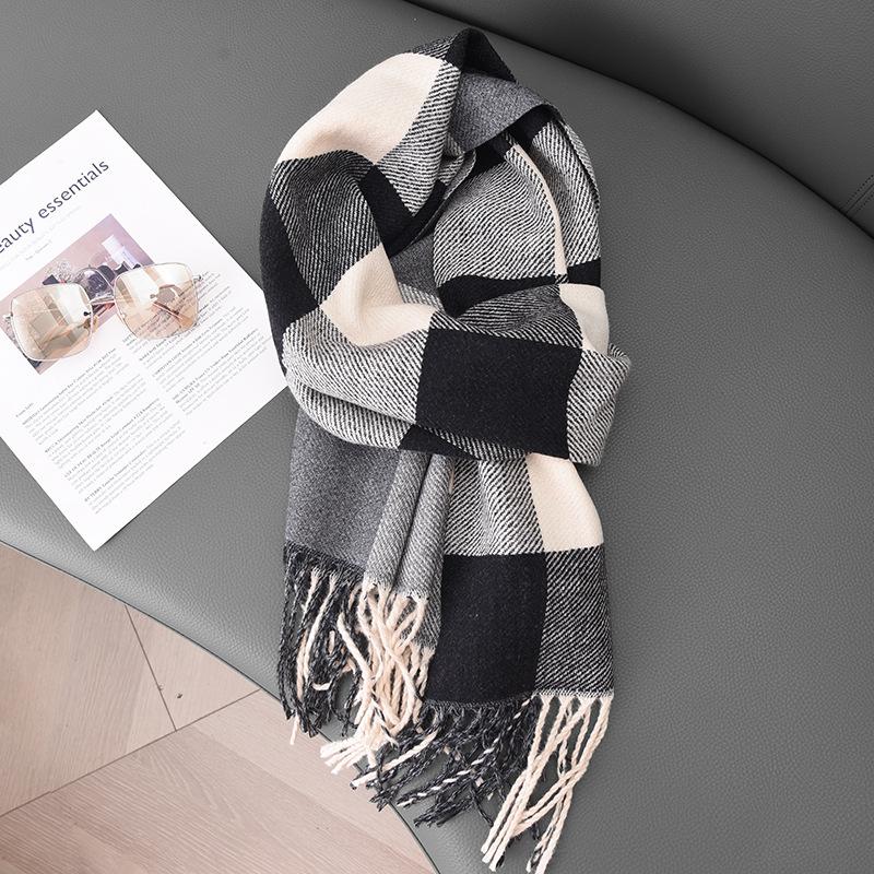 Ladies Plaid Scarf Female Student Versatile Shawl Double Sided Cute Girl Warm Scarf Tide