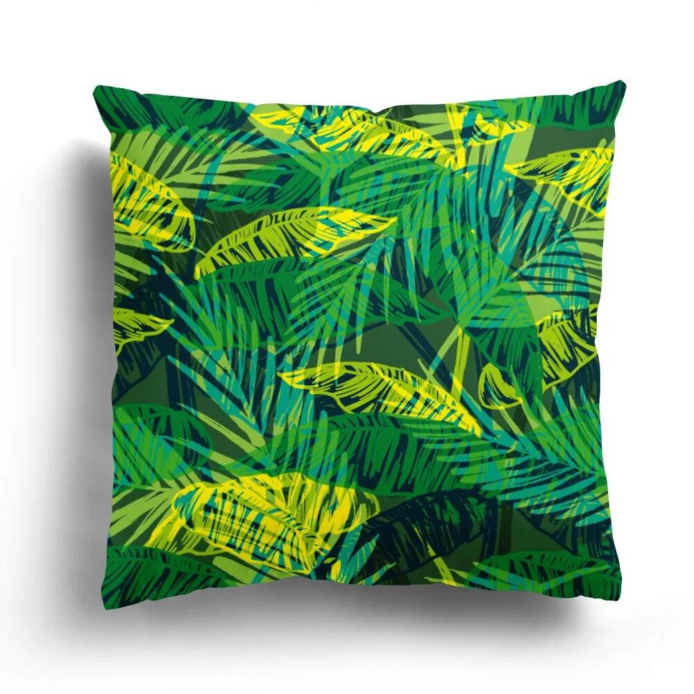 Fashion Pillowcase Bedroom Cushion Cover Home Decoration Sofa Green Plant Colorful Leaf Flower Series