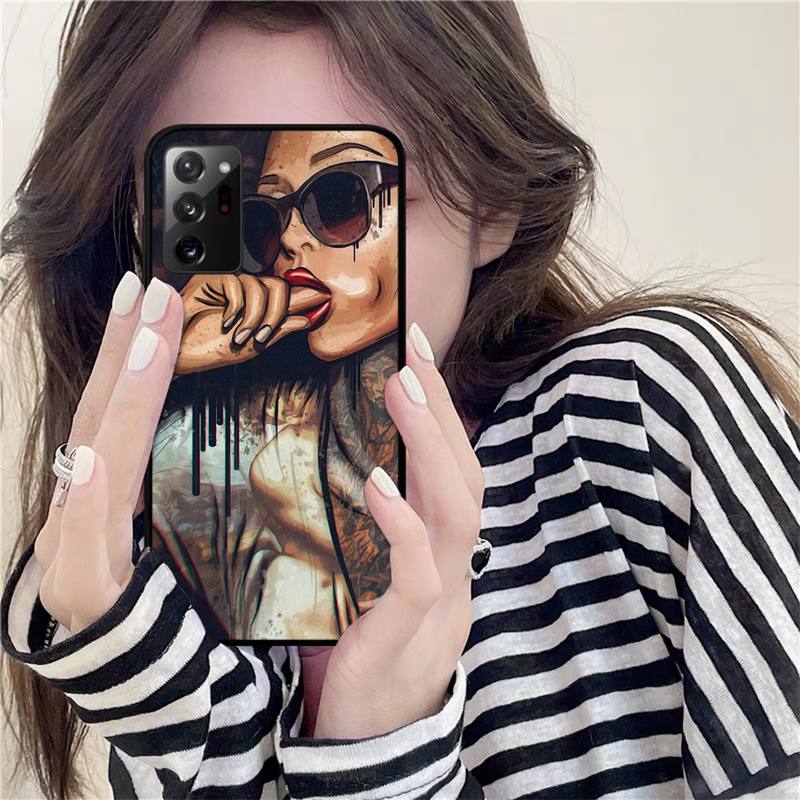 Сексуальный чехол для телефона с тату-девушкой и рукавом для Samsung Note 20 Ultra 10 pro lite plus 9 8 5 4 3 M 30s 11 51 31 31s 20 A7
