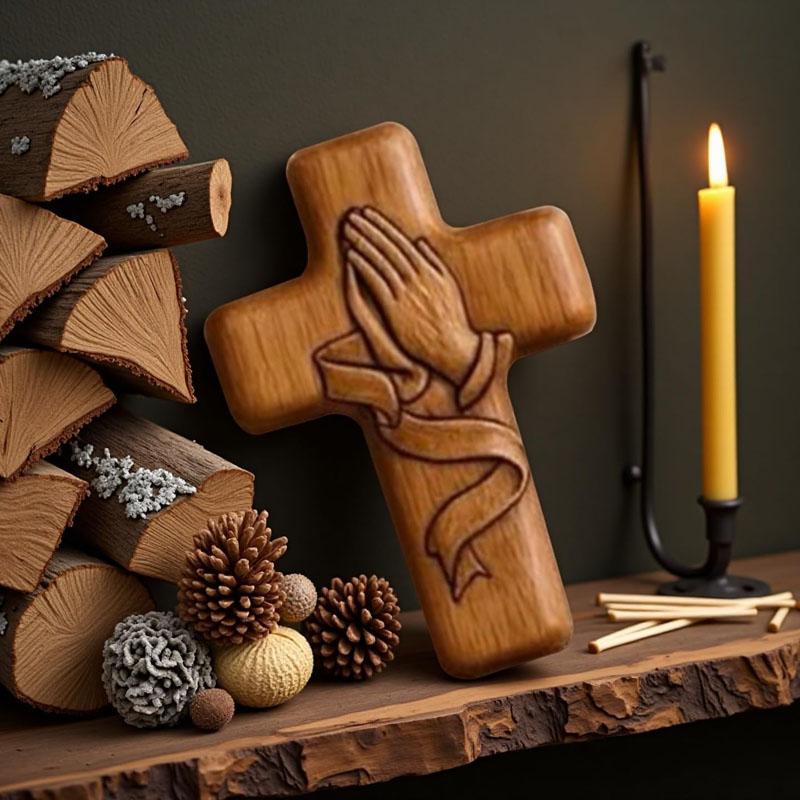 Крест для молитвы Homtrator – Безмолвное объятие веры, Деревянный крест с молящимися руками ручной работы для христианских подарков, Патриотические спутники
