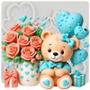 Bear Silicone Molds Rose Flower Fondant Mold Cake Decorating Tools Cupcake Topper Chocolate Candy Craft Gum Paste Polymer Clay