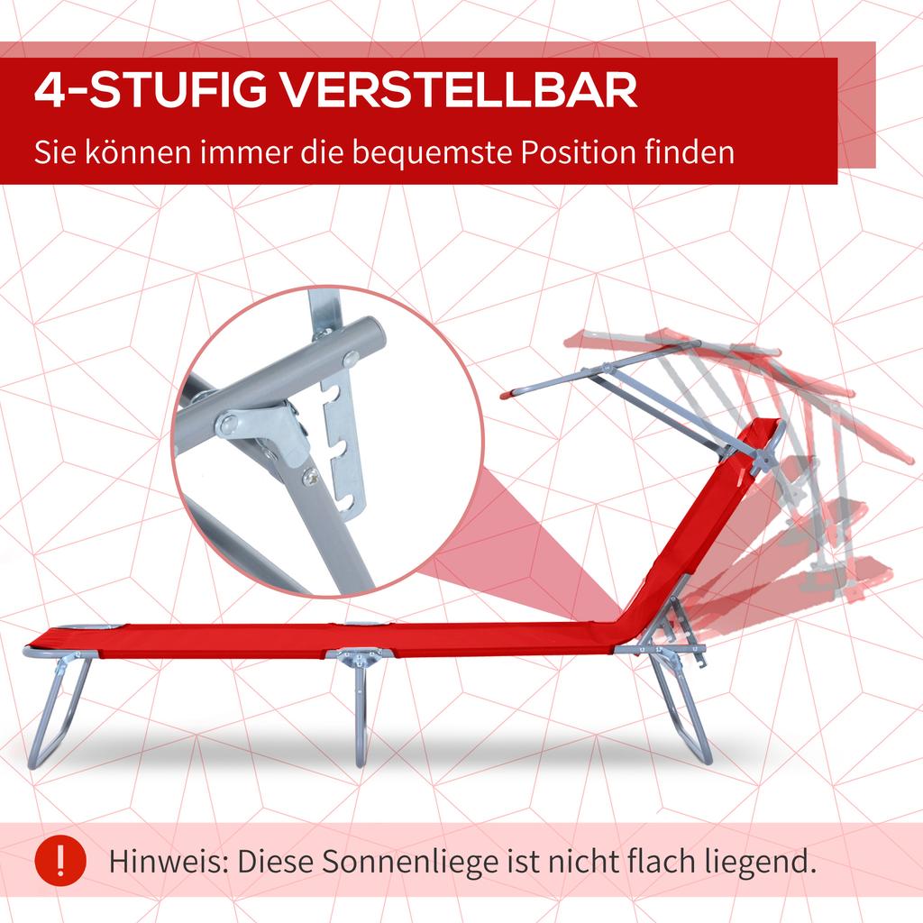 Folding Sun Lounger, Lounge Chairs Reclining Sleeping Bed with Adjustable Sun Shade Awning for Beach, Patio