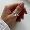 LATS Vintage Originality String of Beads Elastic Cord Heart Shape Shell Pendant Rings for Women Elegant Simulated Pearl Jewelry2