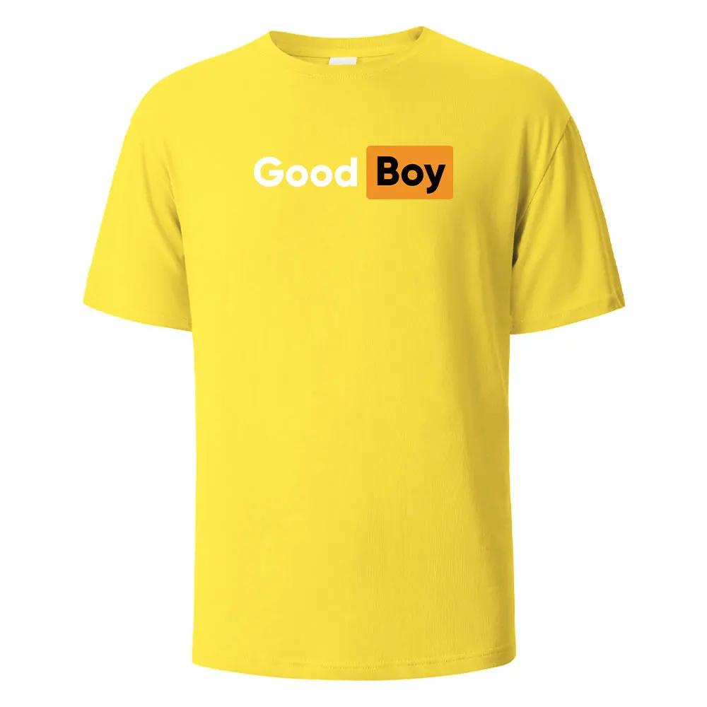 Летняя футболка Футболка с принтом Good boys мужская и женская 100% хлопок Круглый вырез оверсайз повседневный топ с коротким рукавом
