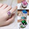 Classic Fashion Retro Ladys Engagement Ring with Colorful Zircon Fashion Pink Blue Green Girls Ring