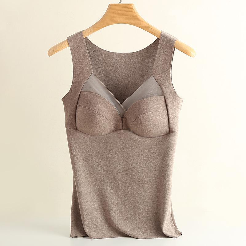 Бесшовный утепленный цельный жилет из немецкого бархата с отделкой без чашек для осени/зимы.