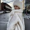 Новое осенне-зимнее женское теплое пальто из искусственного меха с большим лацканом, плюшевое пальто из искусственного лисьего меха, топы