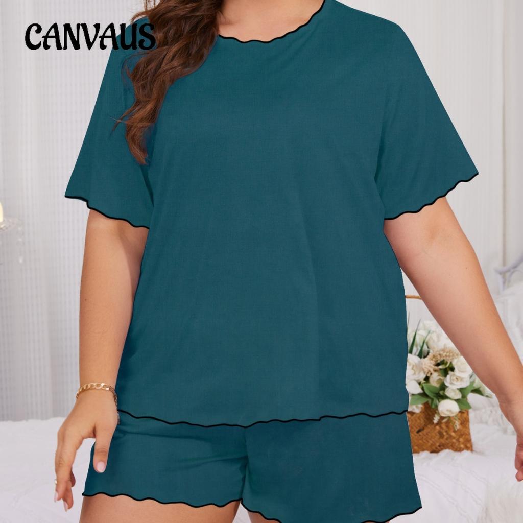 Summer Pajamas Women's Solid Colour Short-sleeved Shorts Plus Size Homewear Suit