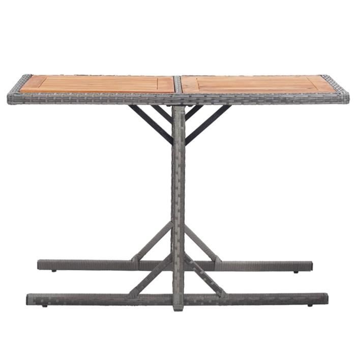 Table de jardin - VIDAXL - Rectangulaire - Résine tressée - Bois d'acacia - Anthracite