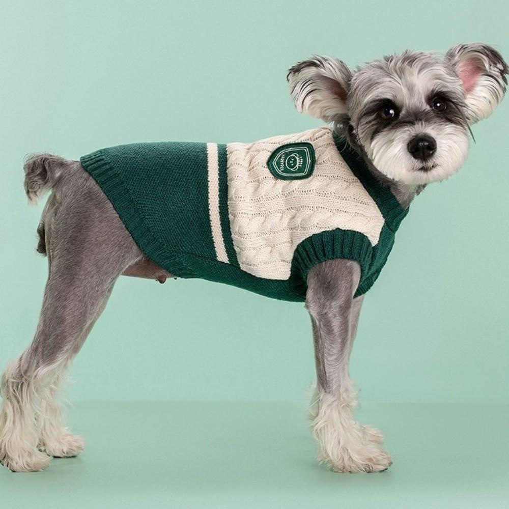 Classical Dog Warm Sweater College Style Dog Pullover Casual Pet Knitted Vest Daily Wear