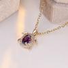 Милое фиолетовое овальное ожерелье с подвеской в виде черепахи из циркона для женщин, модное ожерелье с цепочкой золотого цвета, ювелирные изделия с животными
