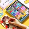 12/18/24/36 Colors Solid Watercolor Set With Paintbrush Portable Watercolor Pigment Set Art Supplies For Paint Drawing School Students