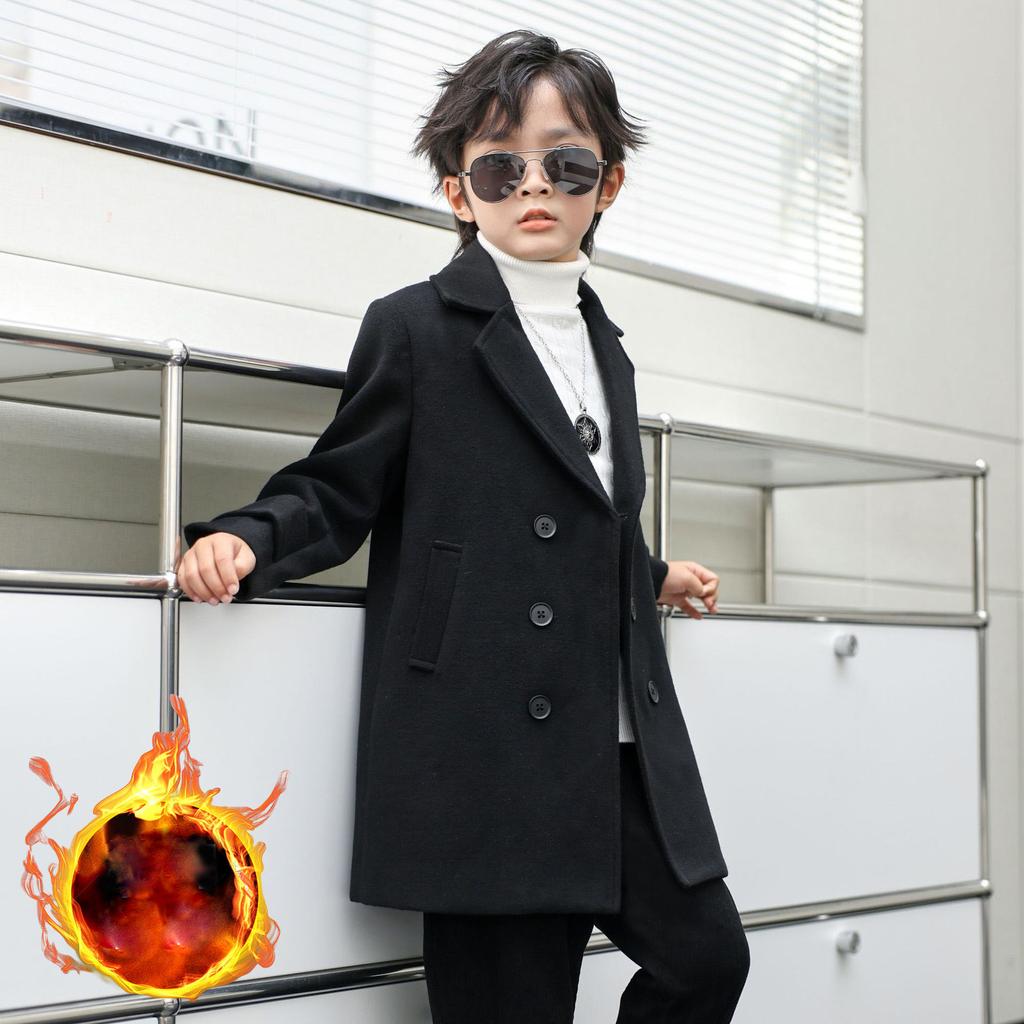 Осенне-зимнее детское пальто для мальчиков, двубортная ветрозащитная длинная куртка для отдыха на природе, детское праздничное пальто