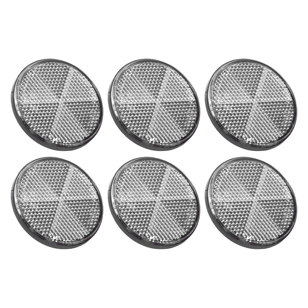 6pcs Round Reflectors Self Adhesive 2.24in Safety Reflector for Mailboxes Driveway Tunnels Post Cars Trailer White
