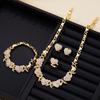 4PCS Women's Luxury Fashion Heart Shape Inlaid Zirconia Sparkling Necklace Bracelet Earrings Ring Zircon Set Wedding Party Gift