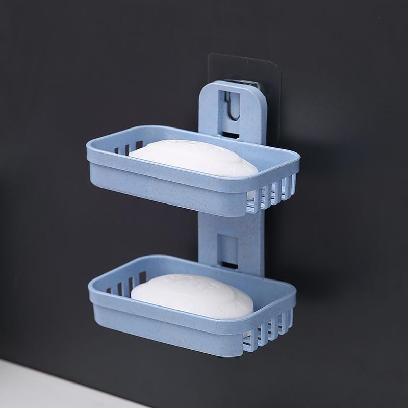 No punching double-layer soap box storage rack soap rack rack non-marking paste