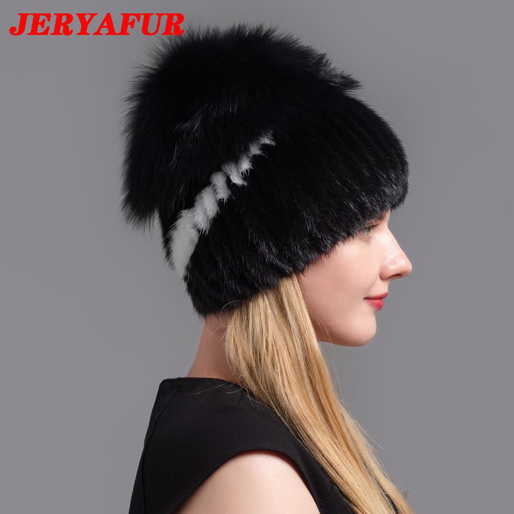 JERYAFUR, новый стиль, шапка из натурального лисьего меха, норковая шапка, зимняя женская натуральная вертикальная модная шапка высокого качества, шапка из серебряной лисы