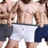 Men Boxer Underwear Mid-rise Elastic Waistband Front Button Decor U-Convex Shorts Panties Comfortable Sleepwear Daily Wear