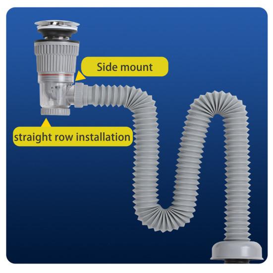 Bathroom Sink Drain Kit with Flexible Expandable P-Trap Leak-Proof Odor Prevention Easy Installation