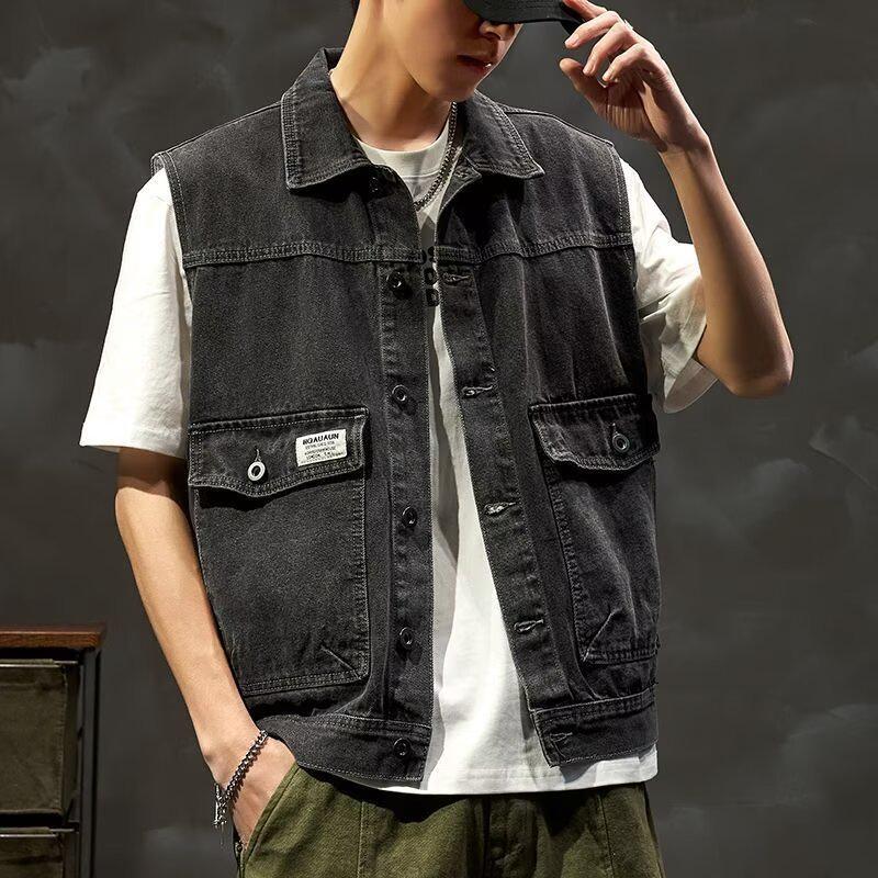 Мужской винтажный джинсовый жилет премиум-класса 2025: Трендовая, безрукавная ретро-мода