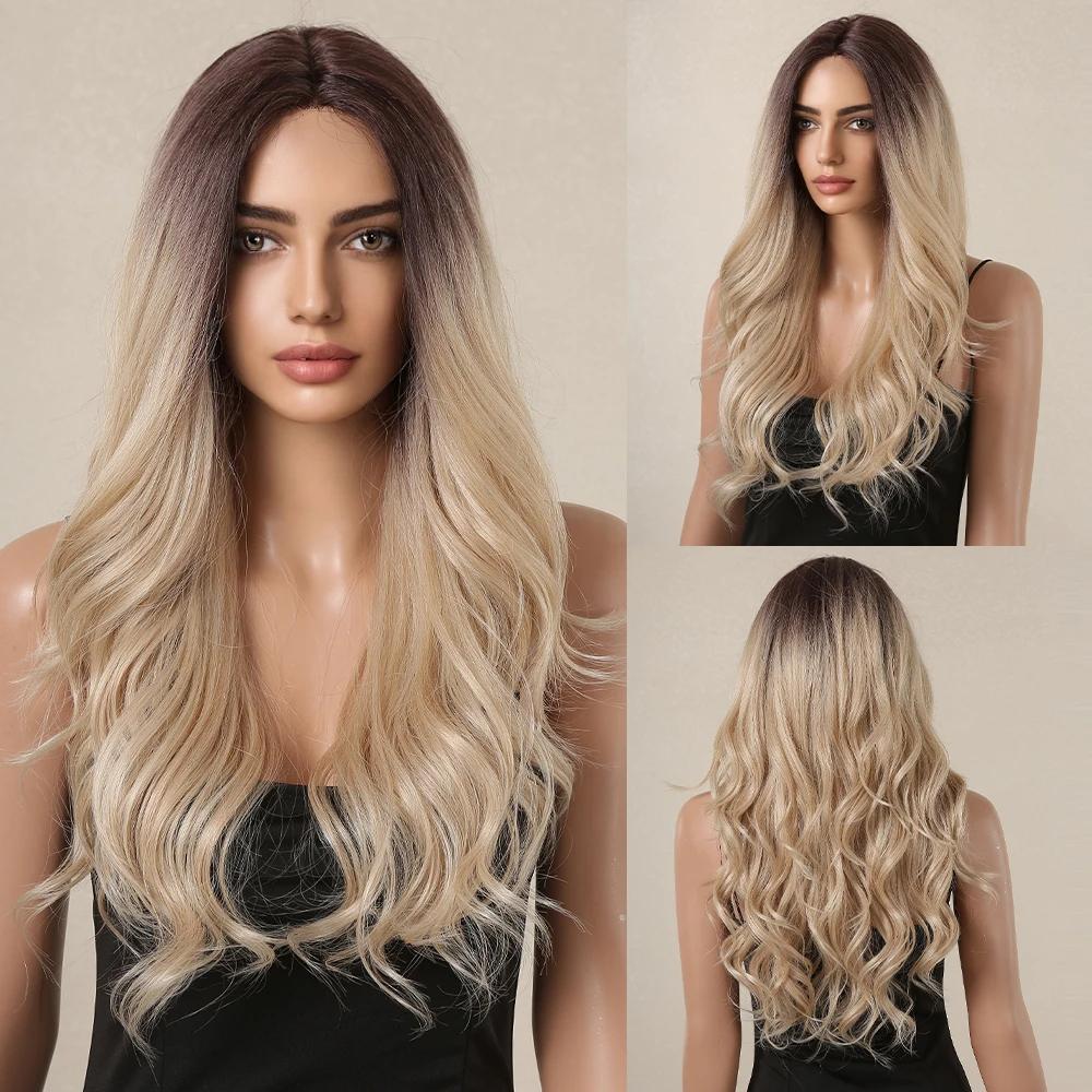 ALAN EATON Черные волнистые кружевные передние парики для женщин, длинные смешанные синтетические кружевные волосы, парик с натуральной линией роста волос, искусственные волосы