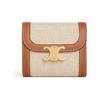 Складной кошелек Triomphe с золотой пряжкой из канвы и кожи для женщин Бежевый/Коричневый