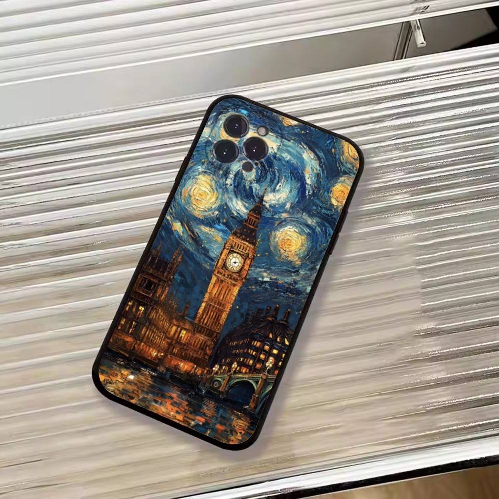 Чехол для телефона Van Gogh A-Art Эстетичный Для iPhone 17, 16,15,14,13,12,11 Plus,Pro Max, Других Мягкий Черный Чехол