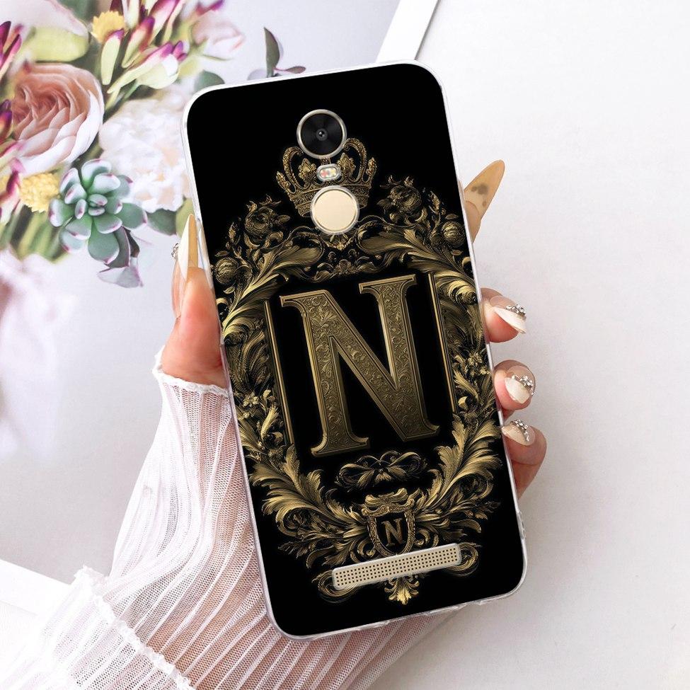 Чехол для Redmi Note 3 Прозрачный Роскошная Корона Буквы от A до Z 2D Плоский Узор Мягкий Чехол для Телефона 2015116 2015161