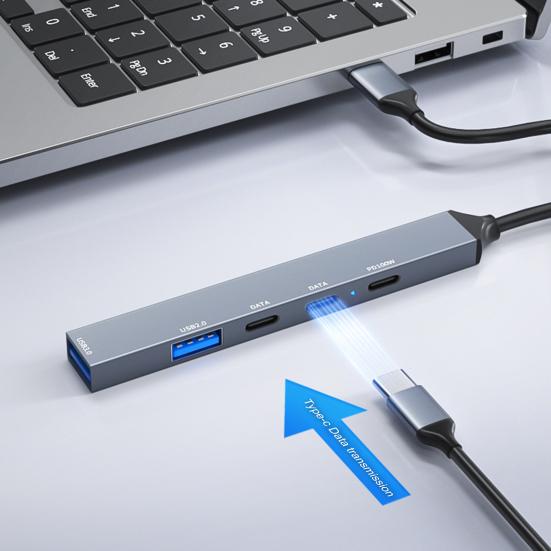 Концентратор 5-в-1 типа C с портами USB 3.0 Быстрая передача данных Простое подключение устройств Док-станция Концентратор Питание телефона