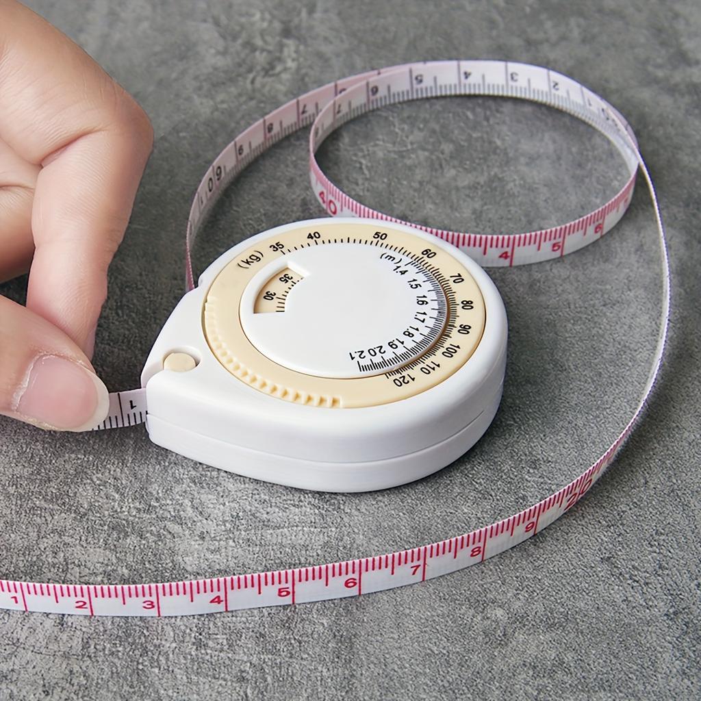 A Compact BMI Calculator Tape Measure, A 1.5-Meter/4.92-Foot Round Plastic Body Measuring Retractable Ruler,  for Diet, Weight Loss, Fitness,