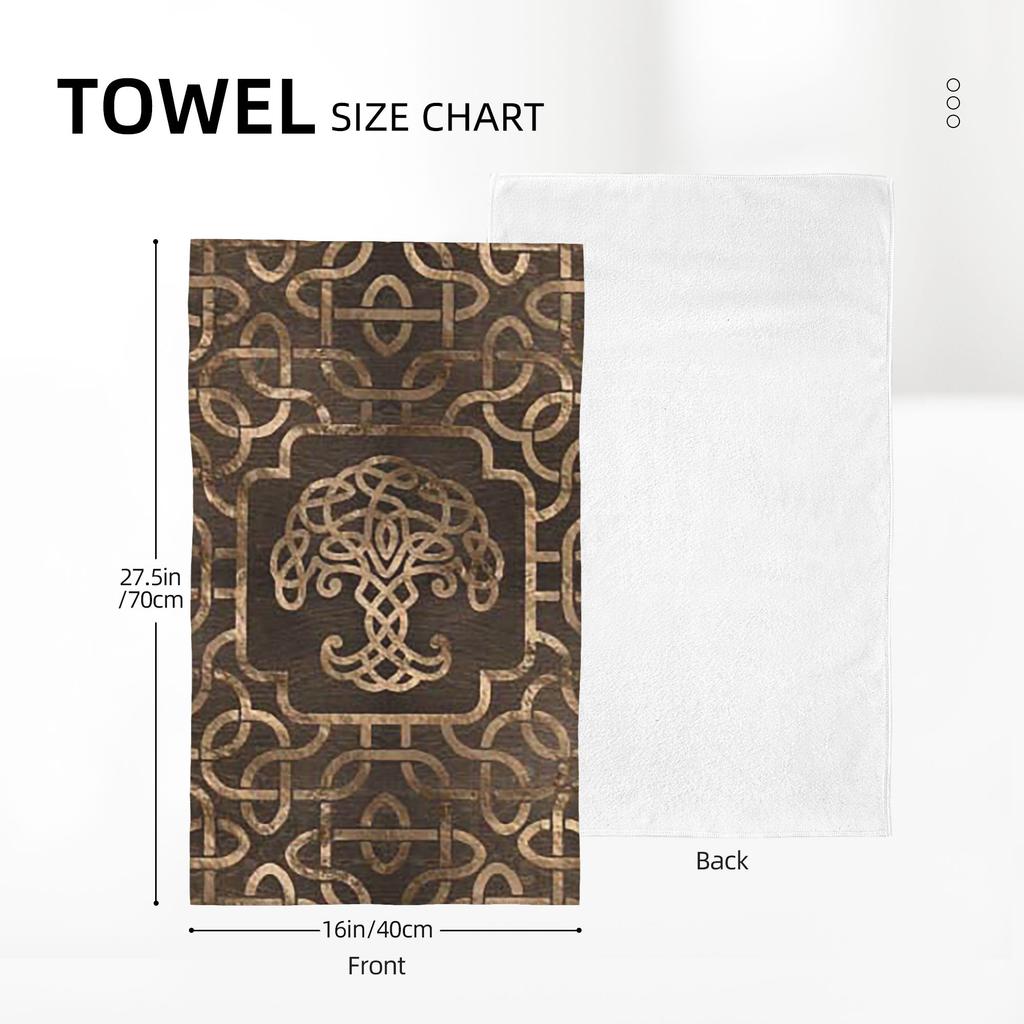 Tree of life -Yggdrasil onCelticPattern Soft Face Towel Quick Dry Pool Bath Cotton Towels Absorbent Quick