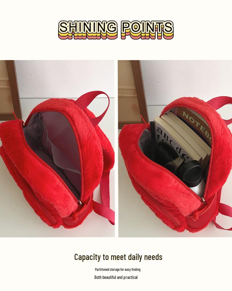 Autumn/Winter Fruit Pattern Plush Backpack for Kids - Cute Cross-Border Design for Boys and Girls.