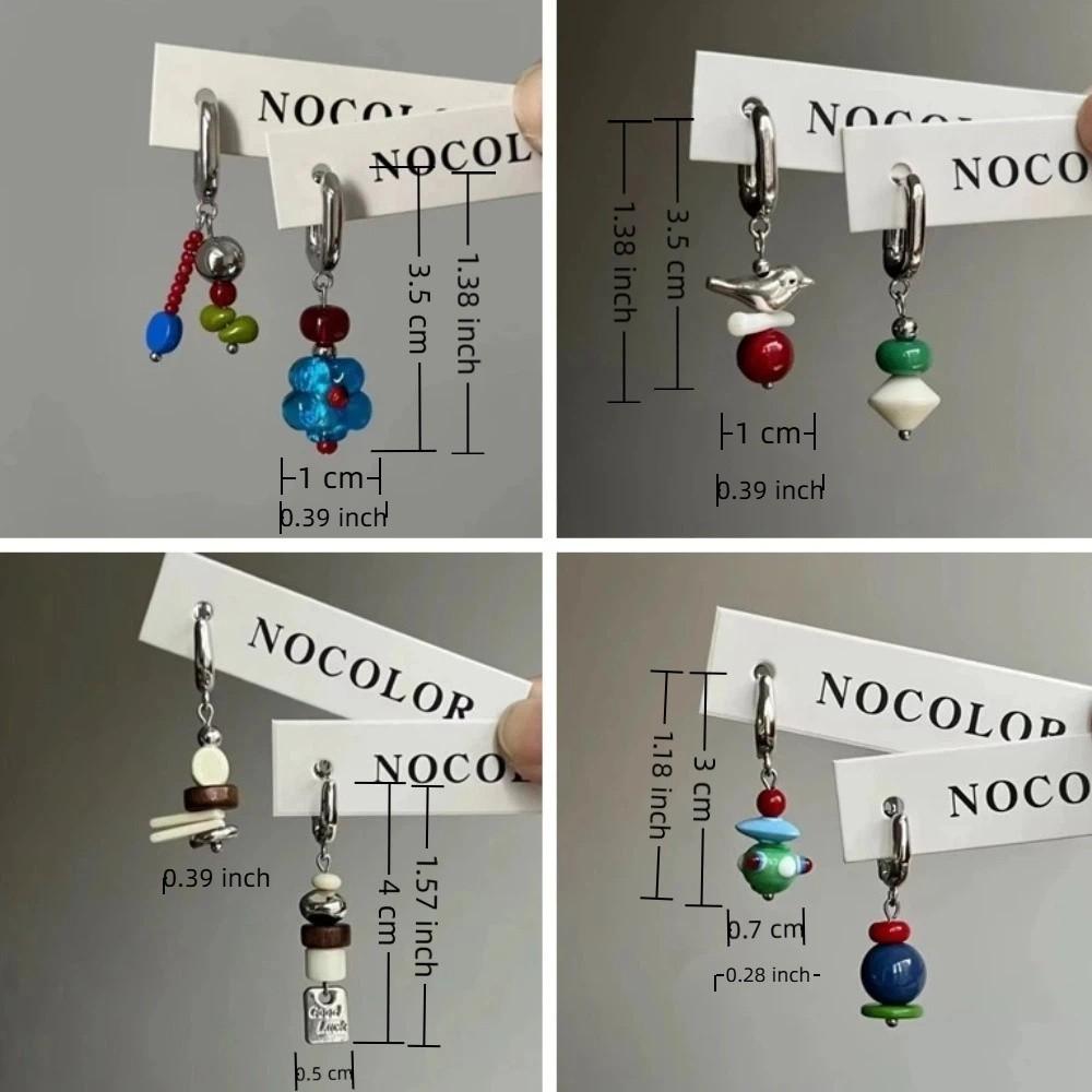Candy Beads Beads Earrings Cute Geometric Metal Earrings Unique Asymmetric Earrings Daily Use