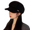Новая шляпа для женщин, открывающая лицо, маленькая черная восьмиугольная шляпа в корейском стиле, универсальная шляпа художника на осень и зиму, берет с козырьком, тренд