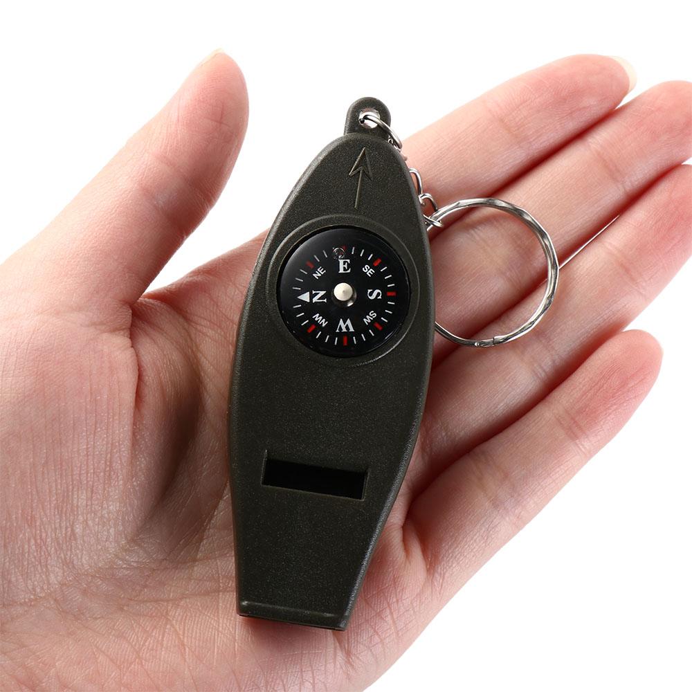 4 in 1 Survival Whistle Compass Outdoor Whistle Portable Keychain Emergency Whistle Fishing Hiking