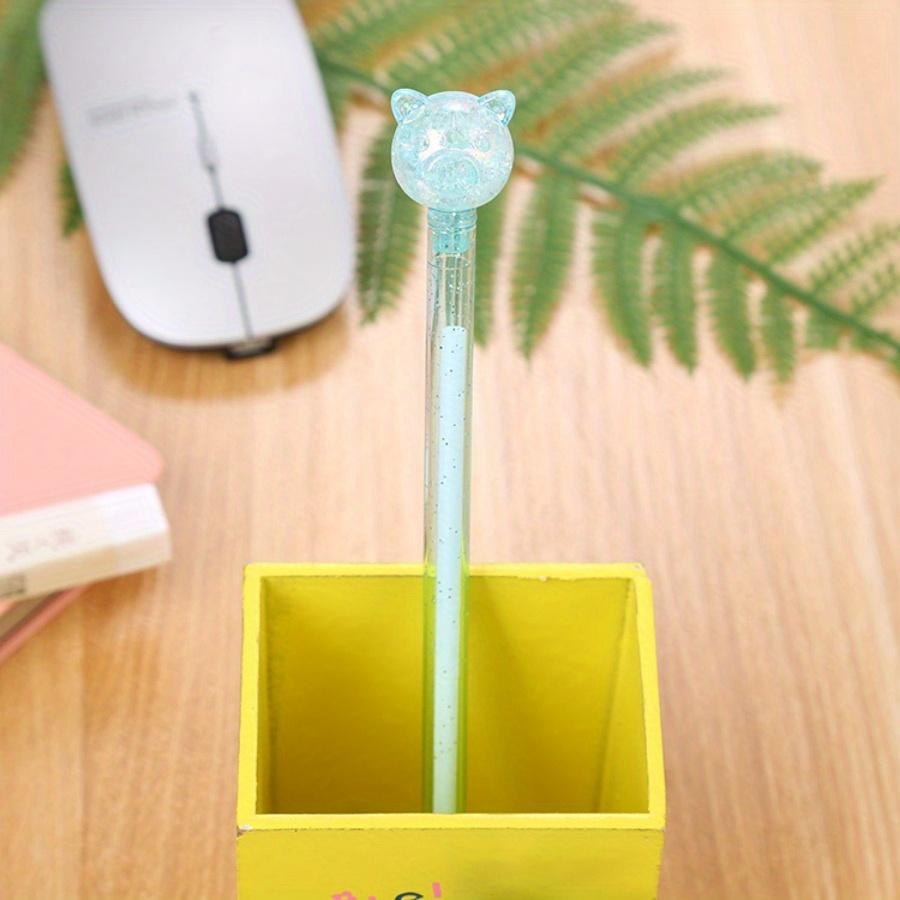 School Season 10pcs 0.5mm Colorful Transparent Rod Gel Pen Creative Stationery Candy Color Cartoon Piglet Pen Exam Black Gel Pen
