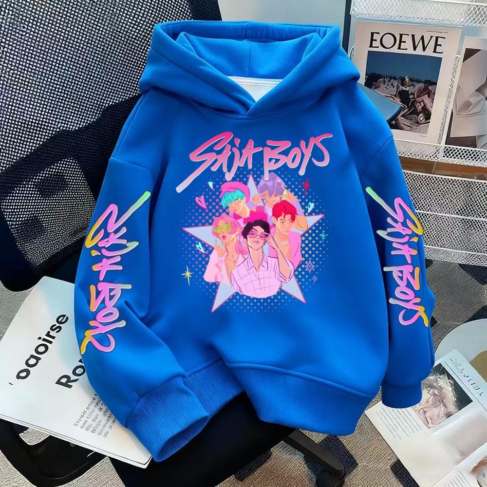 Korean K-Pop Demon Hunters Hoodie Girls Fashion Hip Hop Pullover Coats Top UNISEX Children Winter Warm Thicken Hooded Sweatshirt