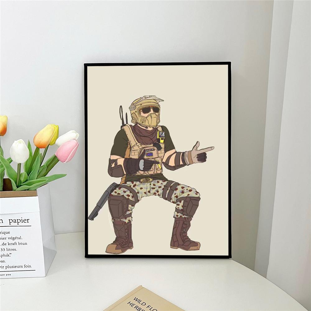 1 шт. R-R6 Rainbows Six Siege Классический фильм Самоклеящийся художественный постер Водонепроницаемая бумажная наклейка Декор для стен кофейни, бара, комнаты